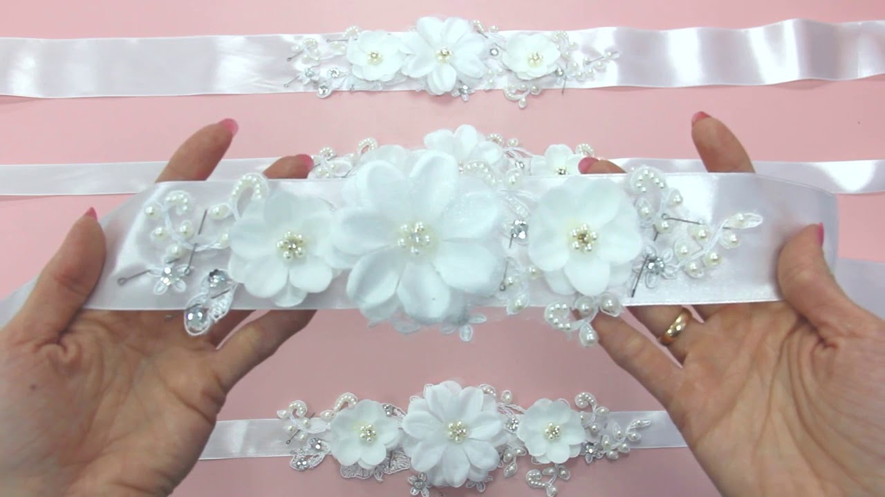 Как сделать пояс для свадебного и вечернего платья. Wedding belt