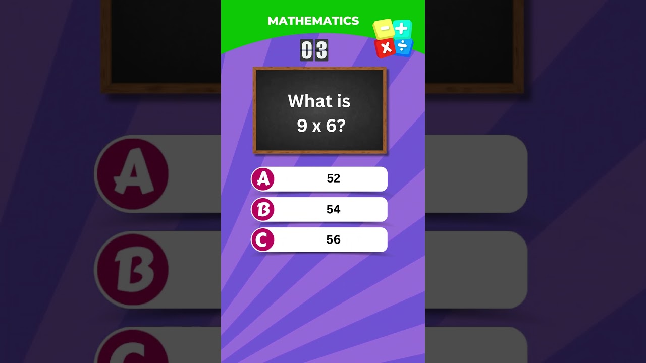 what is 9x6? #maths #mathematics #quiz