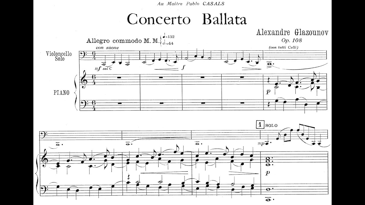 Concerto Ballata Op.108 By Alexander Glazunov (with Score)