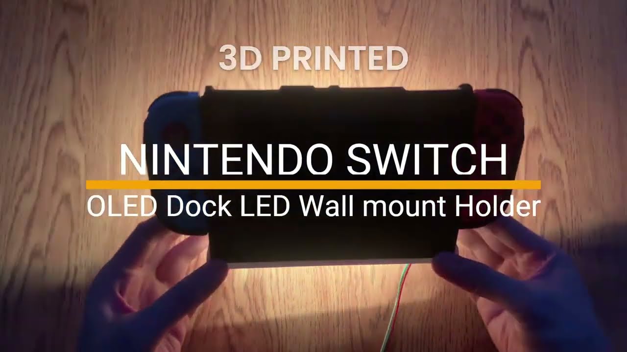 3D Printed Nintendo Switch OLED Dock Wall Mount Holder with RGB Light and Modular Wall Mounted