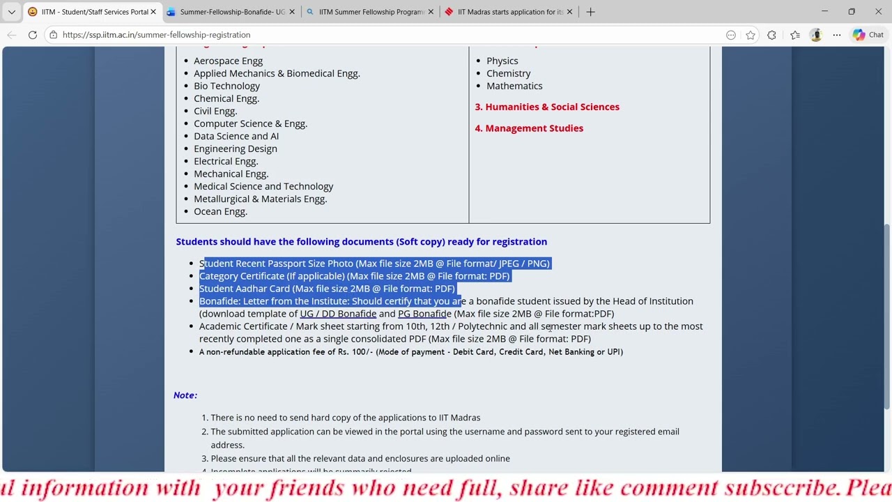 IIT Madras Summer Fellowship Programme 2026 | Paid Internship |