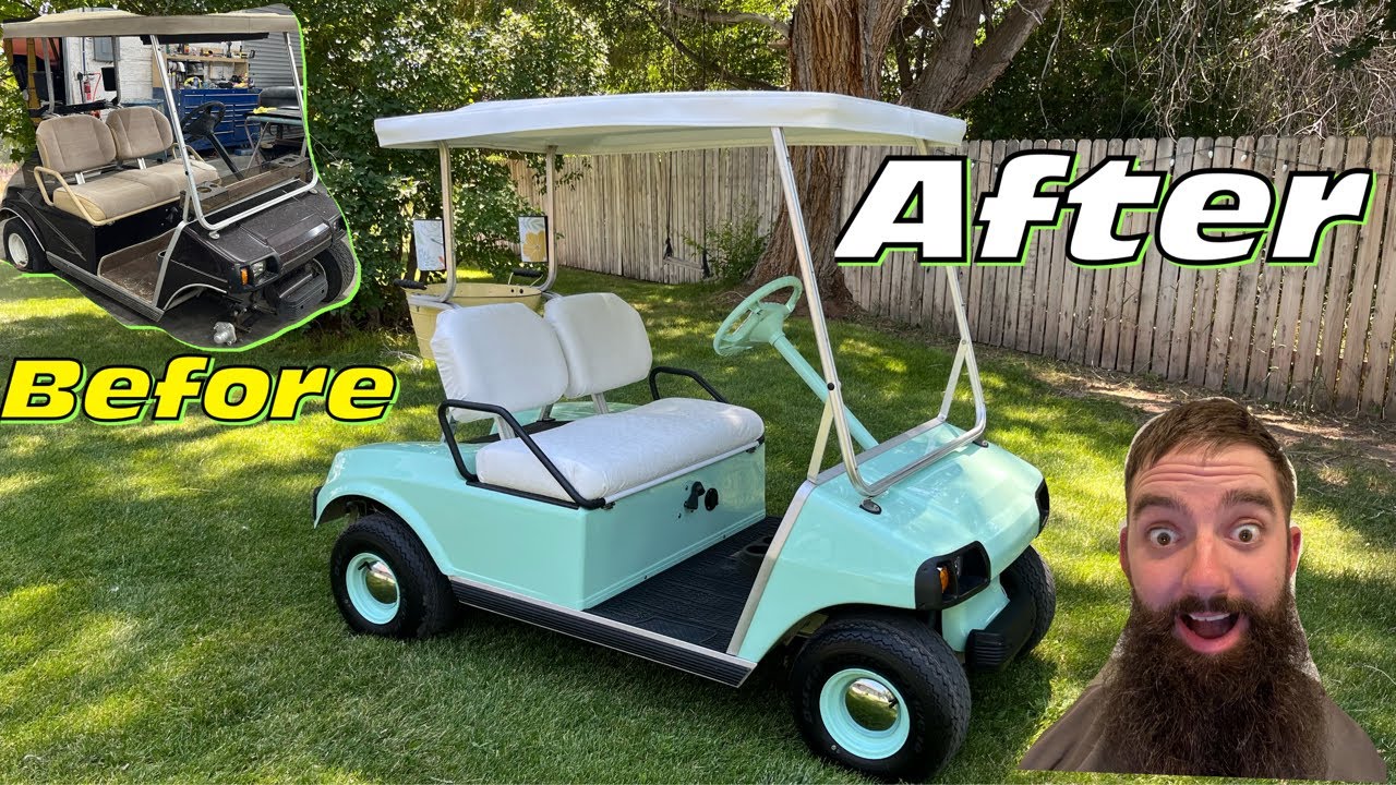 Golf cart restoration. Club car DS gets lithium battery led lights and a new look