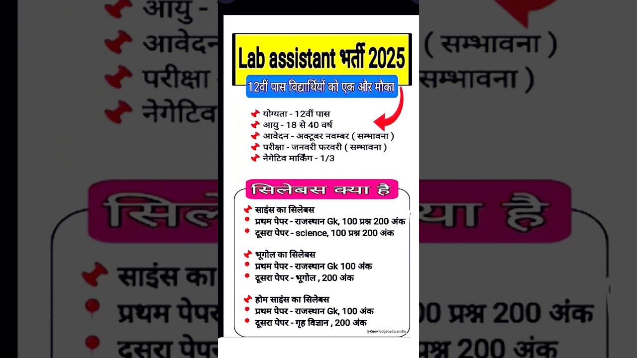 Lab assistant bharti kb ayegi 2025 l Lab assistant Exam form date 2025#newvacancy#viral video#bharti