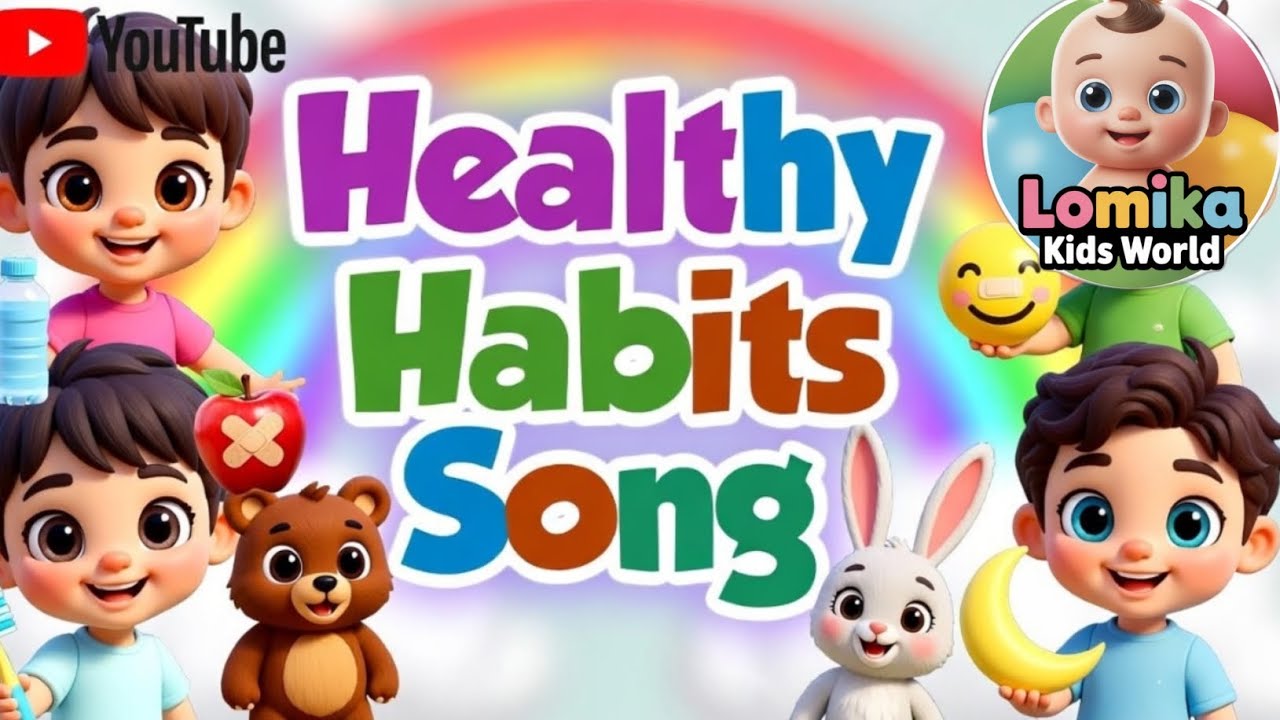 Healthy Habits Song for Kids 🌈 | Brush, Eat Healthy, Play & Sleep | Kids Rhymes @Lomika-w 