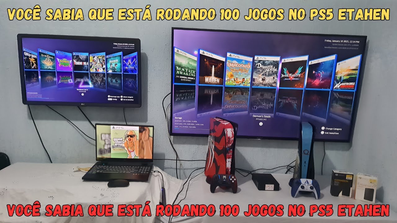 voc&ecirc; sabia que est&aacute; rodando 100 jogos no Ps5 ETAHEN