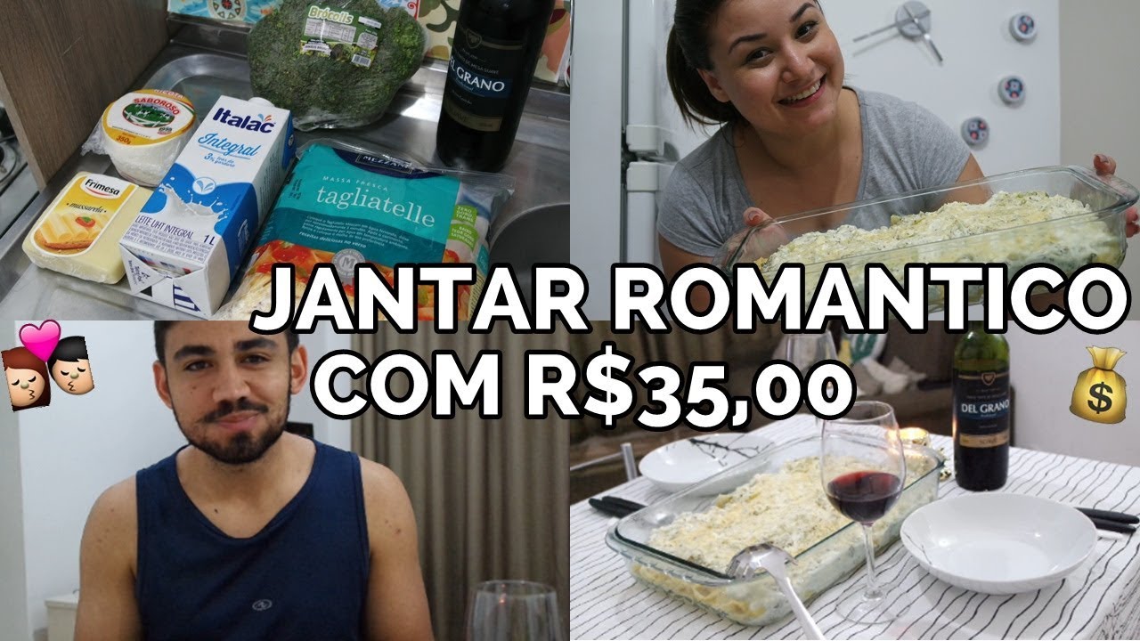 MACARRÃO COM MOLHO BRANCO E BRÓCOLIS | JANTAR ROMÂNTICO GASTANDO POUCO