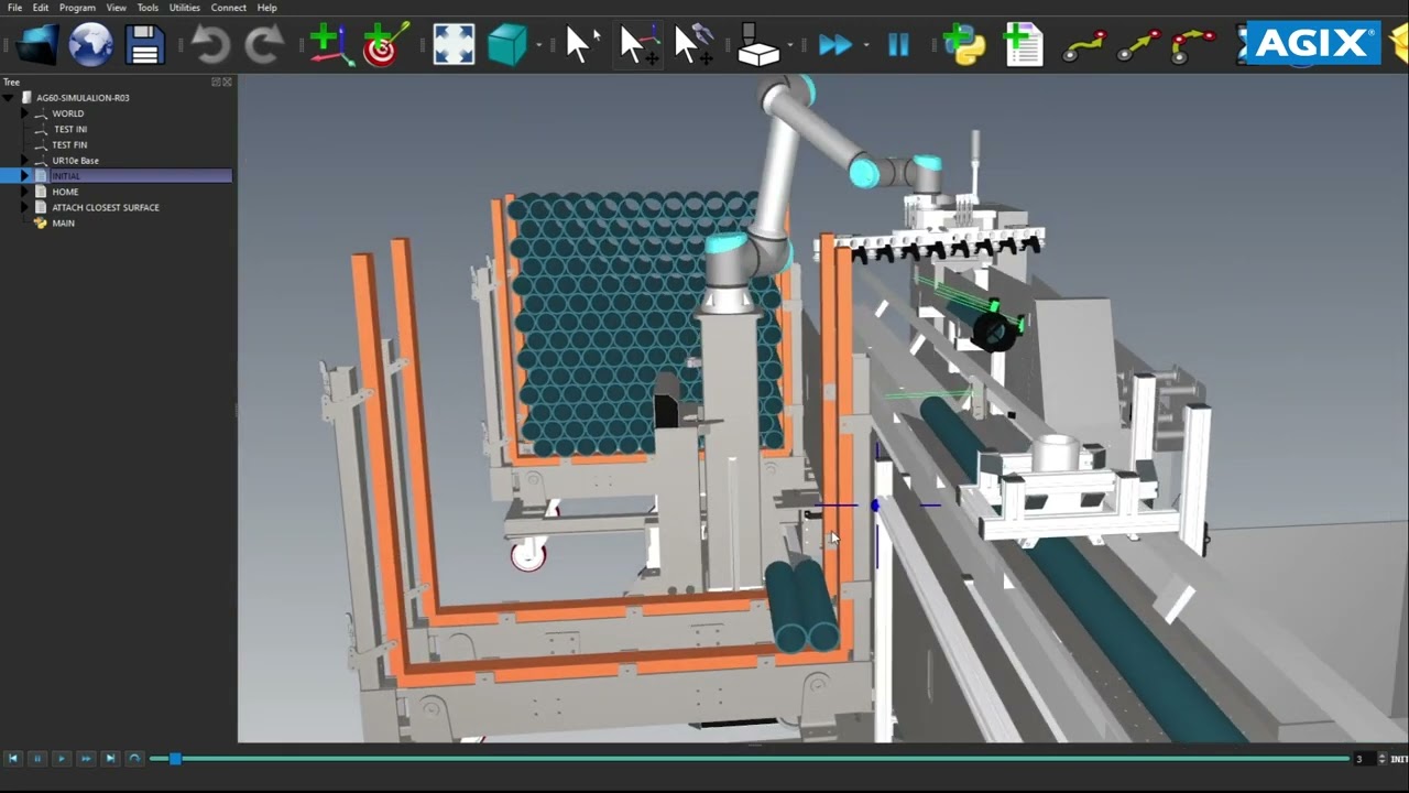 RoboDK 3D Simulation - Robotic Pipe / Tube Palletizing Cell  | AGIX