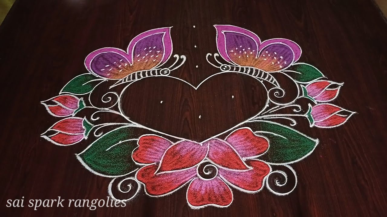 2024 new year spl butterfly rangoli | rose flower rangoli @saisparkrangolies