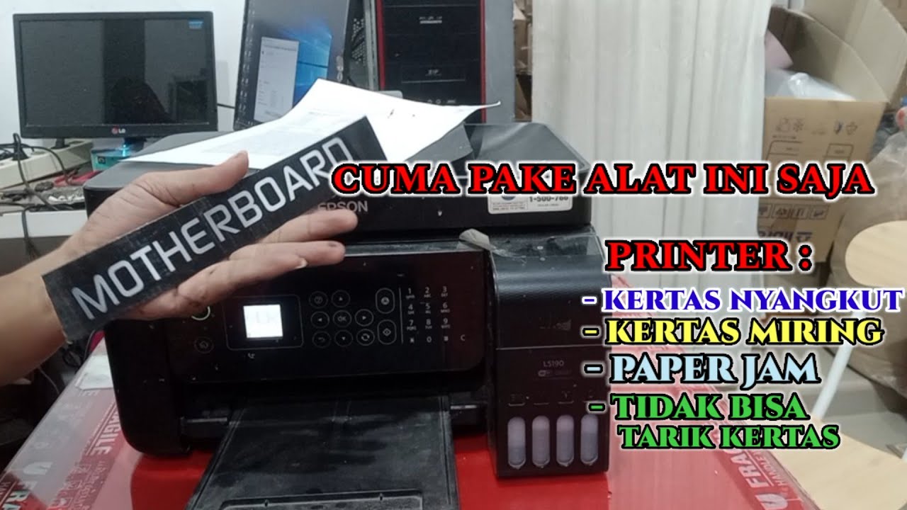 Cara Mengatasi printer Paper Jam, Kertas Nyangkut, Kertas miring Epson L5190