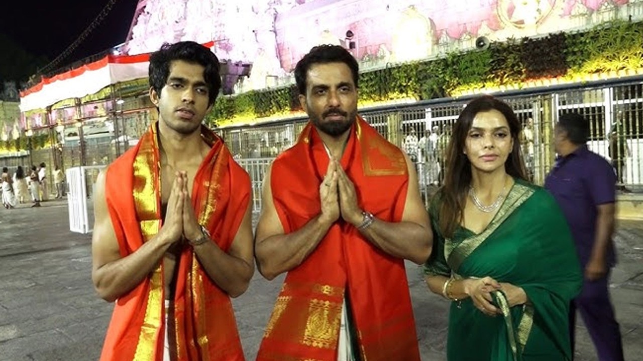 Actor Sonu Sood & His Family Visits Tirumala Tirupati Temple | V6Ent