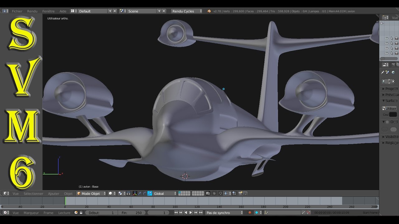 Modéliser Un Avion Futuriste et des Verrières différentes Tutoriel SVM6 Français N°1