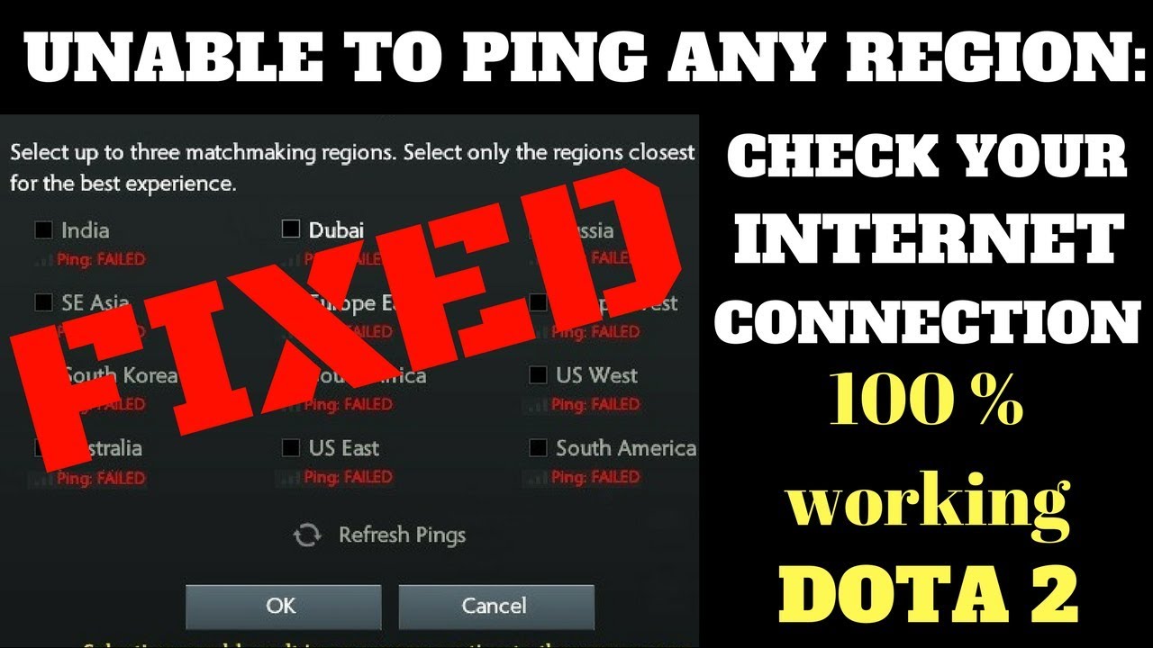 Unable to ping any region:Check Your internet Connection-Dota 2 Problem Fixed [How to pedia]