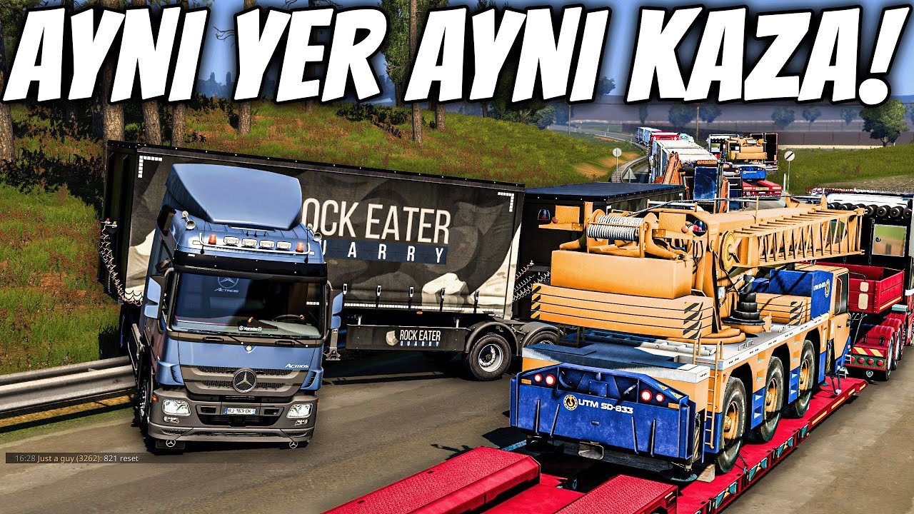 AYNI YER AYNI KAZA !!! - MERCEDES ACTROS İLE 3 DORSE ÇEKERKEN KAZA YAPTIM 😮 ETS 2 TRUCKERSMP