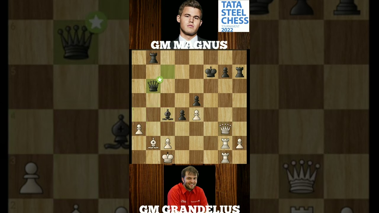 Nils Grandelius vs Magnus Carlsen Tata steel chess 2022 Round 5 #shorts #chess