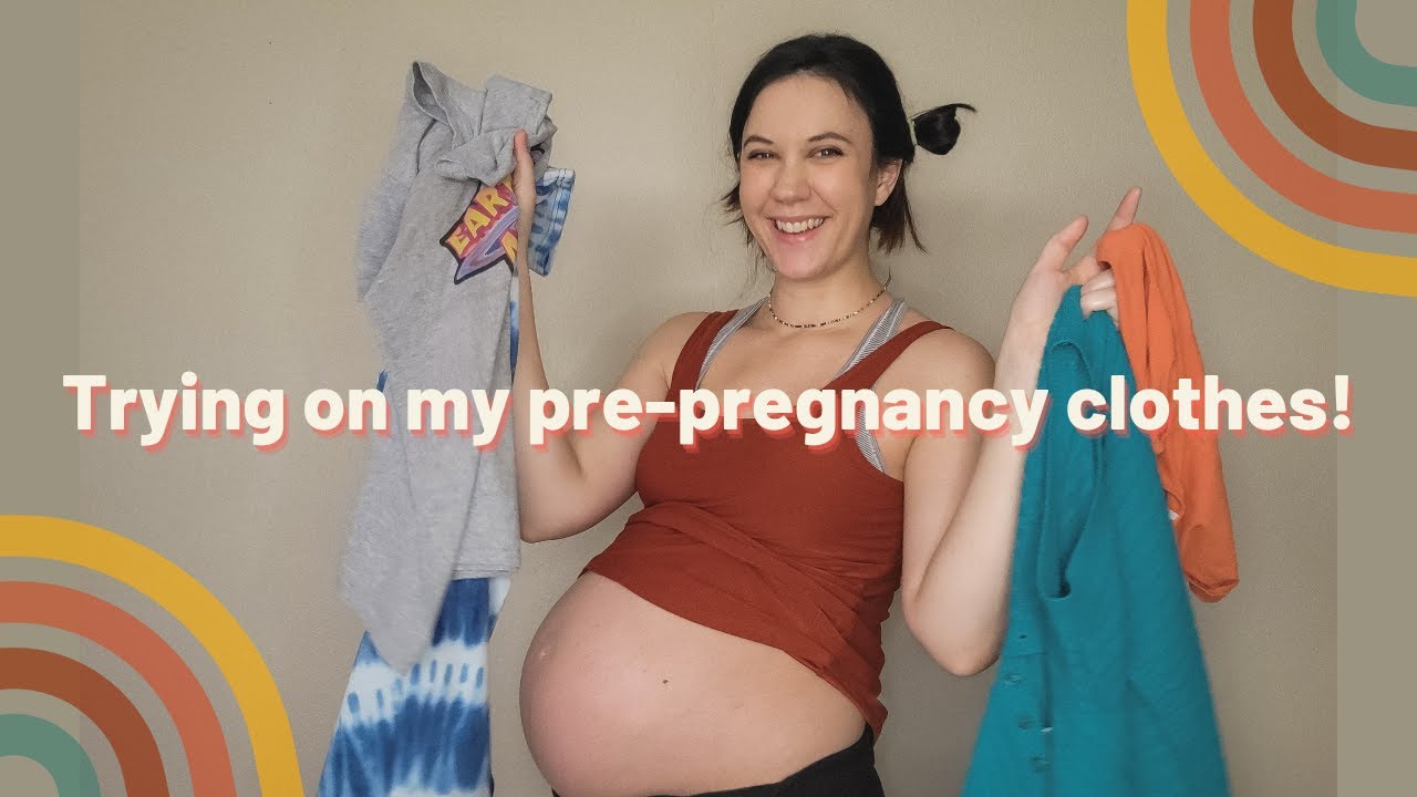 Trying On My Pre-Pregnancy Clothes | 8 Months Pregnant #tryonhaul #pregnancy #pregnant #motherhood