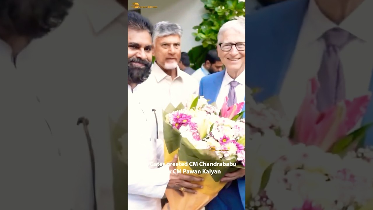 Bill Gates meets old friend Chandrababu, mingles with locals #shorts