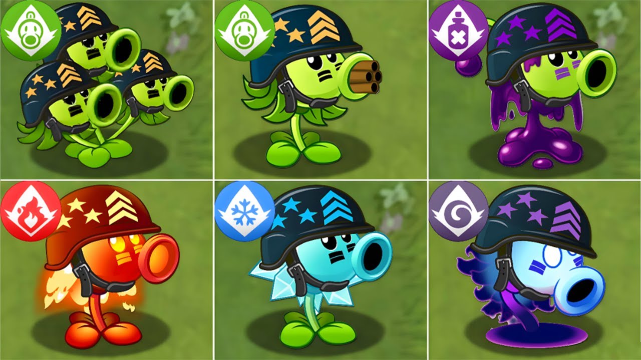All Gatling PEA Plants Power-Up vs ALL Final Bosses Fight! - PvZ 2 Final Boss