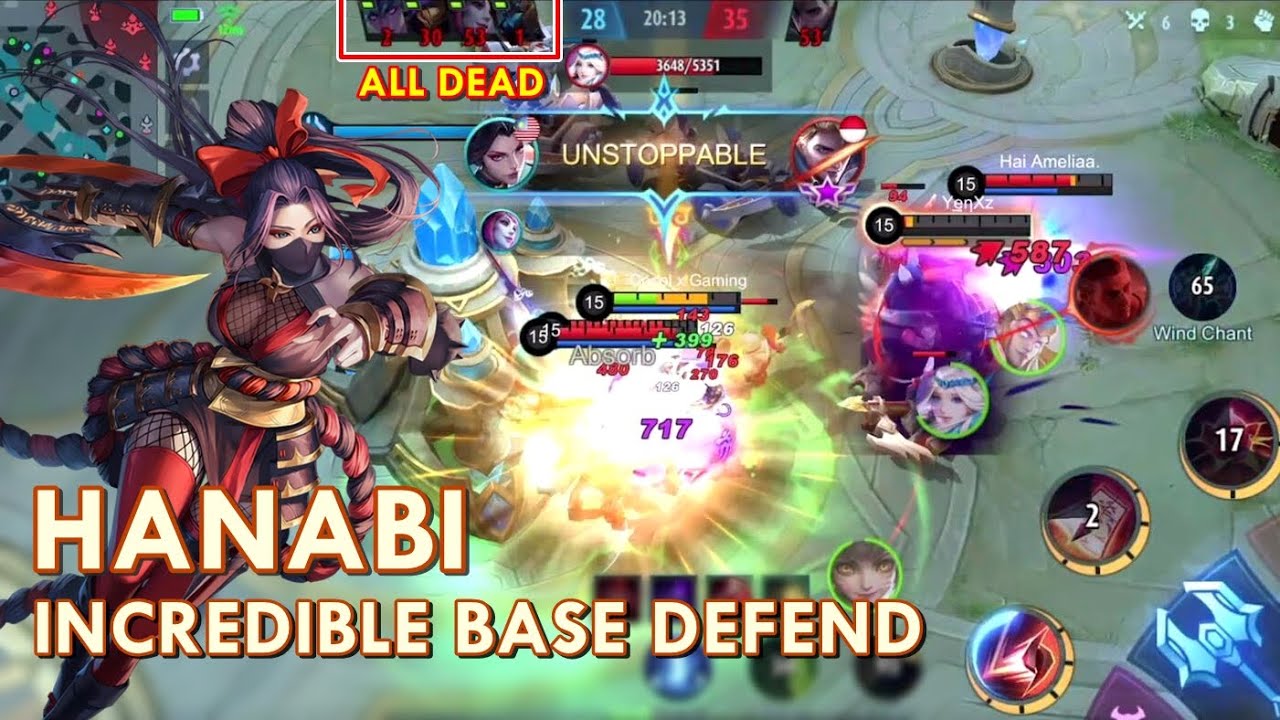 THE INCREDIBLE BASE DEFEND! TOP GLOBAL HANABI - SOLO RANK - MLBB -