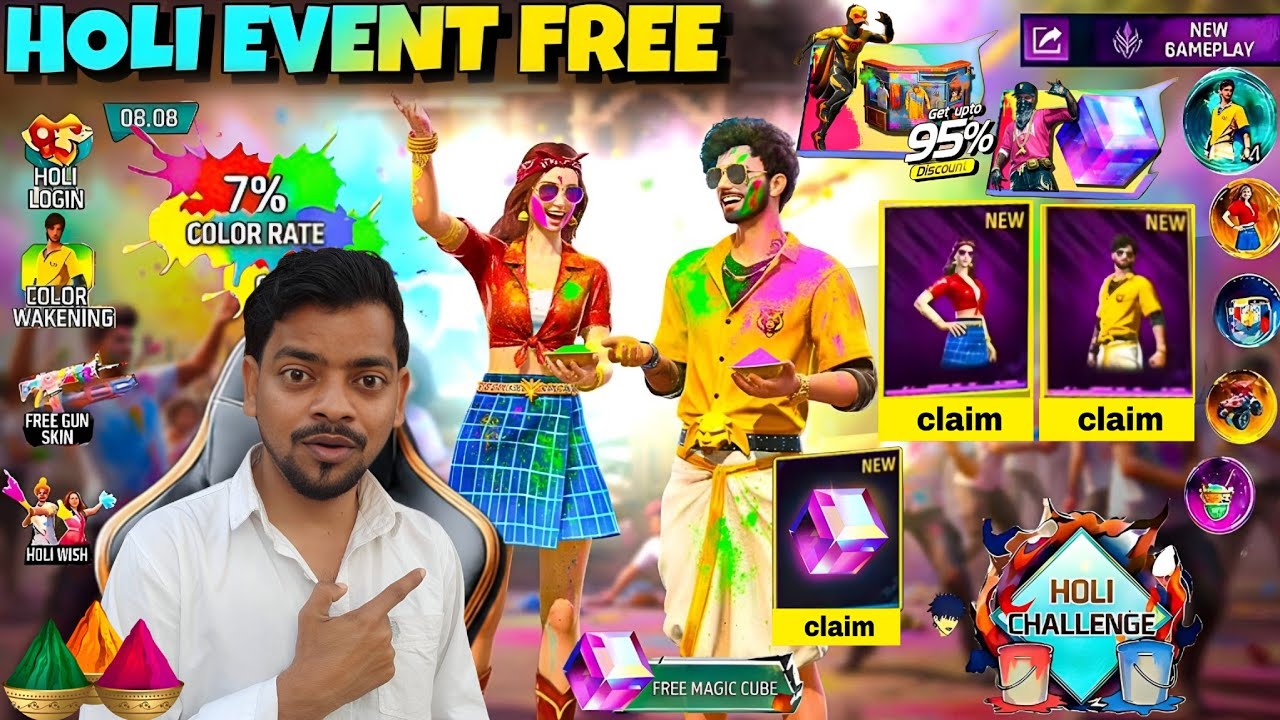 How To Get Free Holi Special Free Rewards Bundle + Emote + Magic cube 🎁 | Free Fire Holi Event 🎁