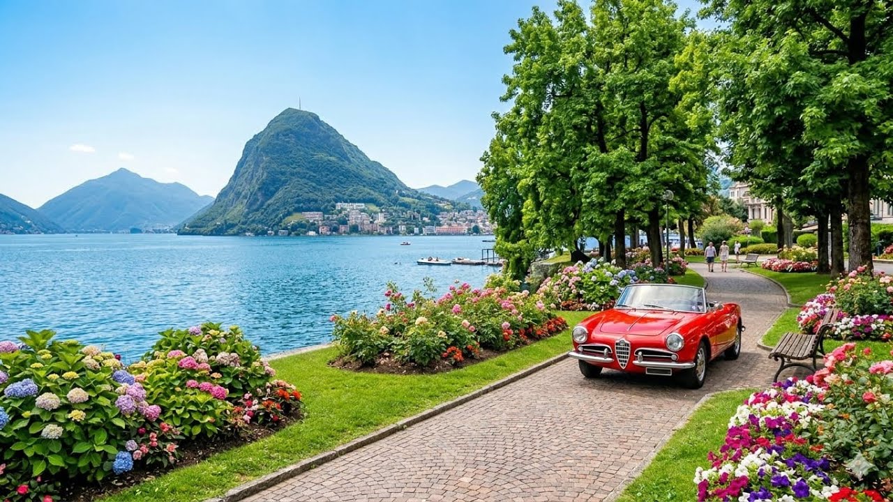 Lugano Switzerland in Winter🇨🇭A Walk in the Most Charming City, Lake Lugano [4K HDR]