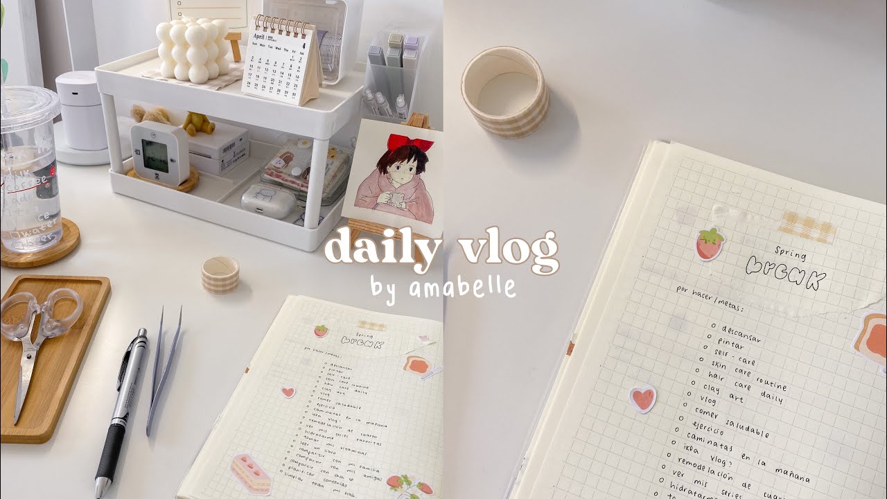 daily vlog 🍉⋆｡˚ selfcare during spring break, totoro bag, calendar diy, nube bath, productive day ♡