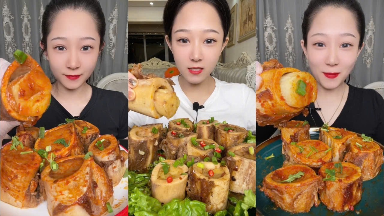 Asmr mukbang eating bone marrow - full 2 hours long - alice food #450