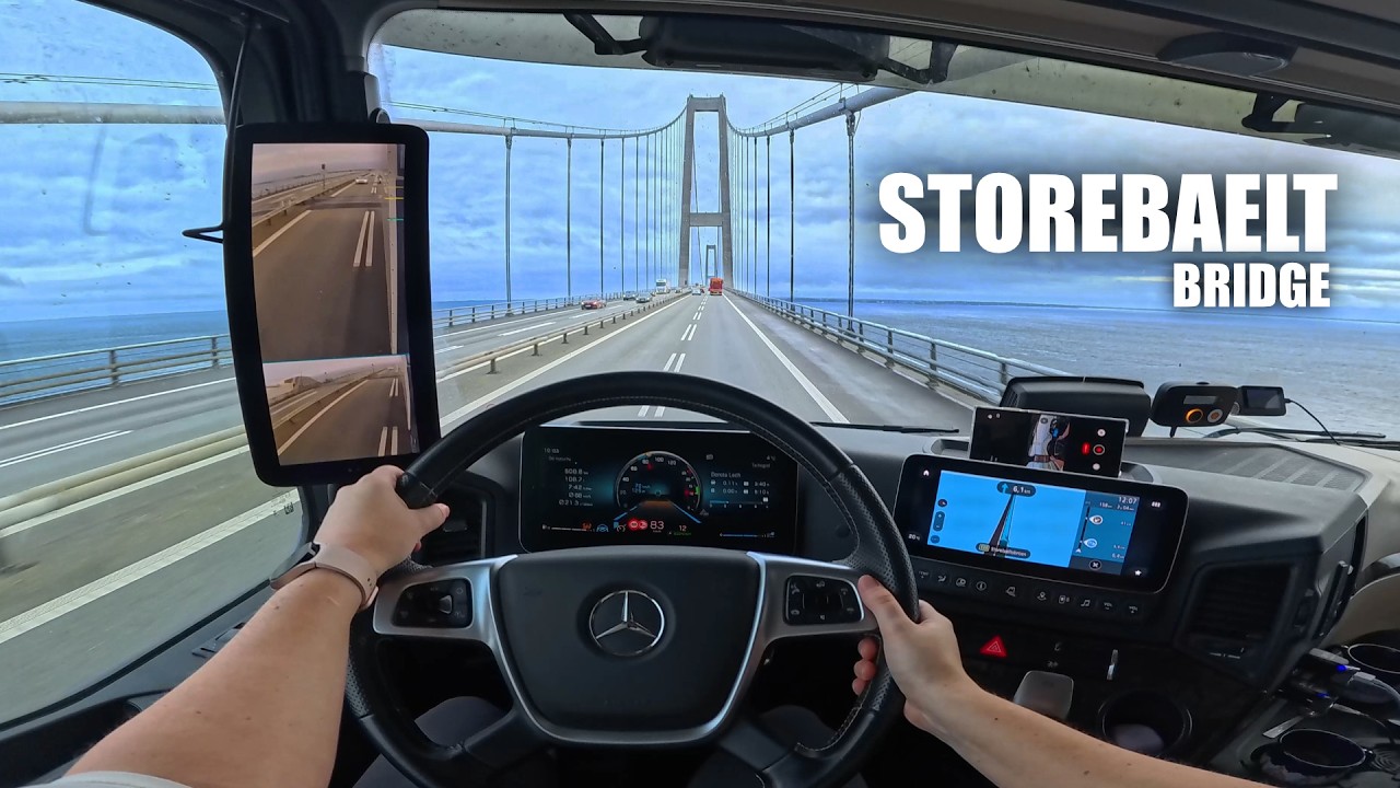 POV Девушка за рулем грузовика 👧 /// Мост Большой Бельт на Mercedes Actros L1953 🚚