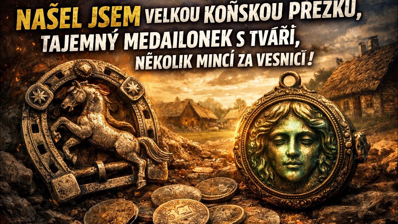 🚀NAŠEL JSEM OBROVSKOU KOŇSKOU PŘEZKU! 😲 Tajemný medailonek s tváří a různé mince #metaldetecting 