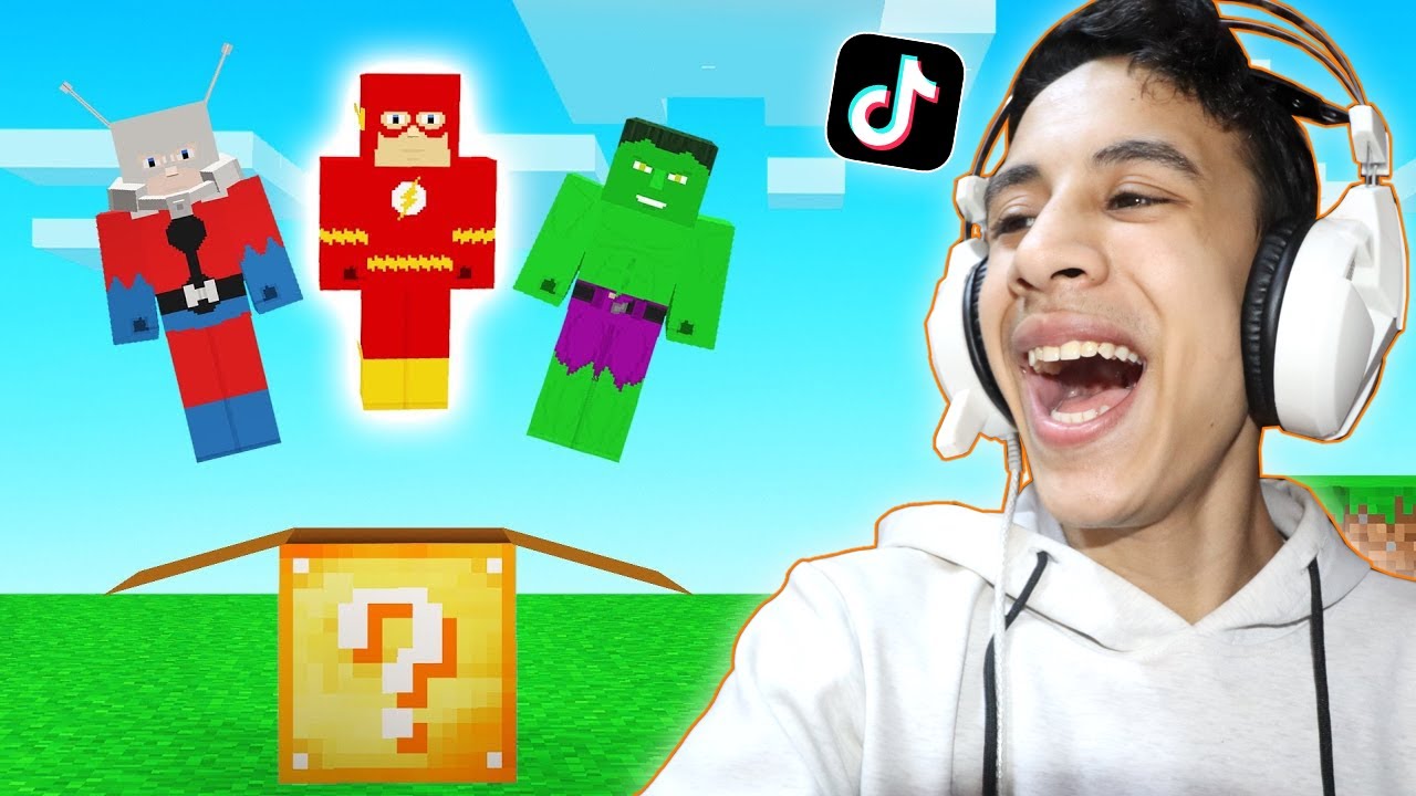 ماين كرافت : سباق بلوكات الحظ العجيبـة مع الابطال الخارقين ؟! 🔥😱