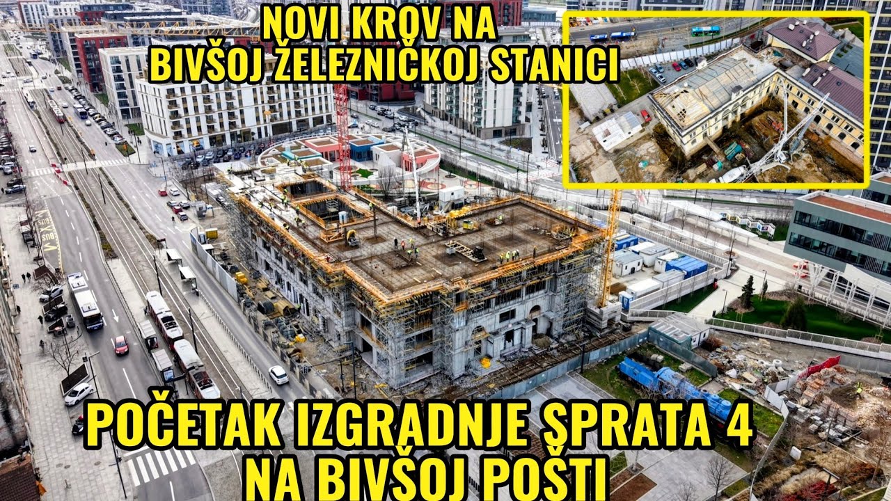 BIVŠA POŠTA POČELA IZGRADNJA I ČETVRTOG SPRATA,NOVI KROV I NA BIVSOJ ŽELEZNICKOJ STANICI,RADOVI NOVO