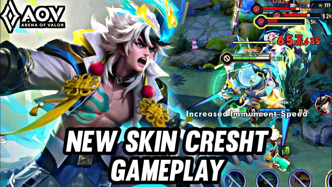 AOV : NEW SKIN CRESHT GAMEPLAY - ARENA OF VALOR LIÊNQUÂNMOBILE ROV COT