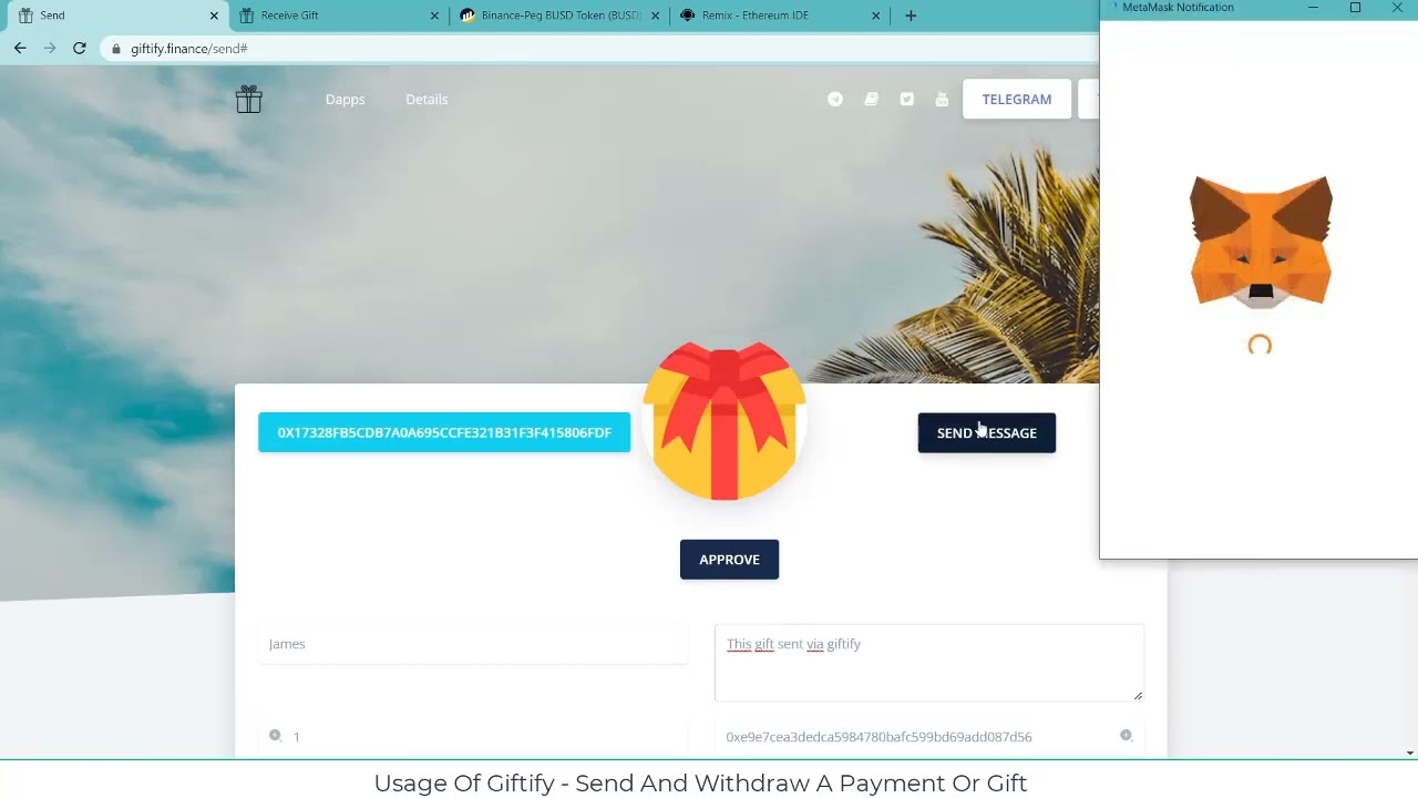Usage of Giftify Payment Dapp