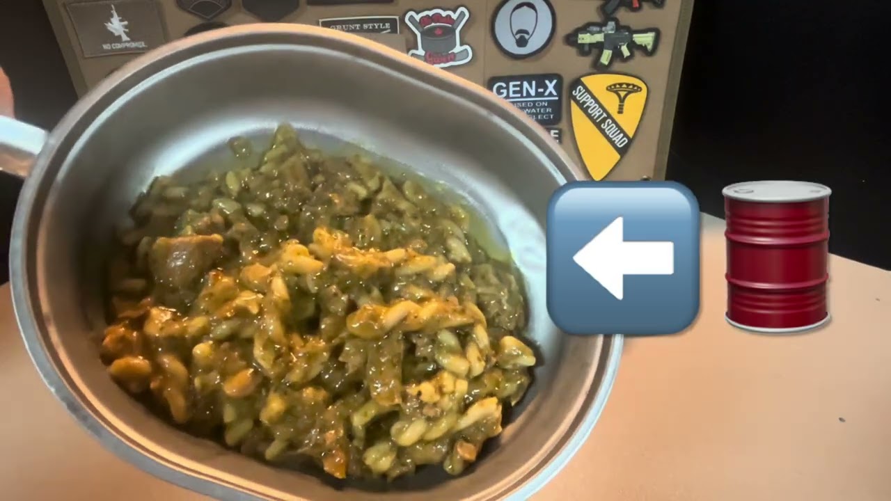 A tale of three rations chicken pesto pastas part 2 American 2017 MRE menu 23 chicken pesto pasta