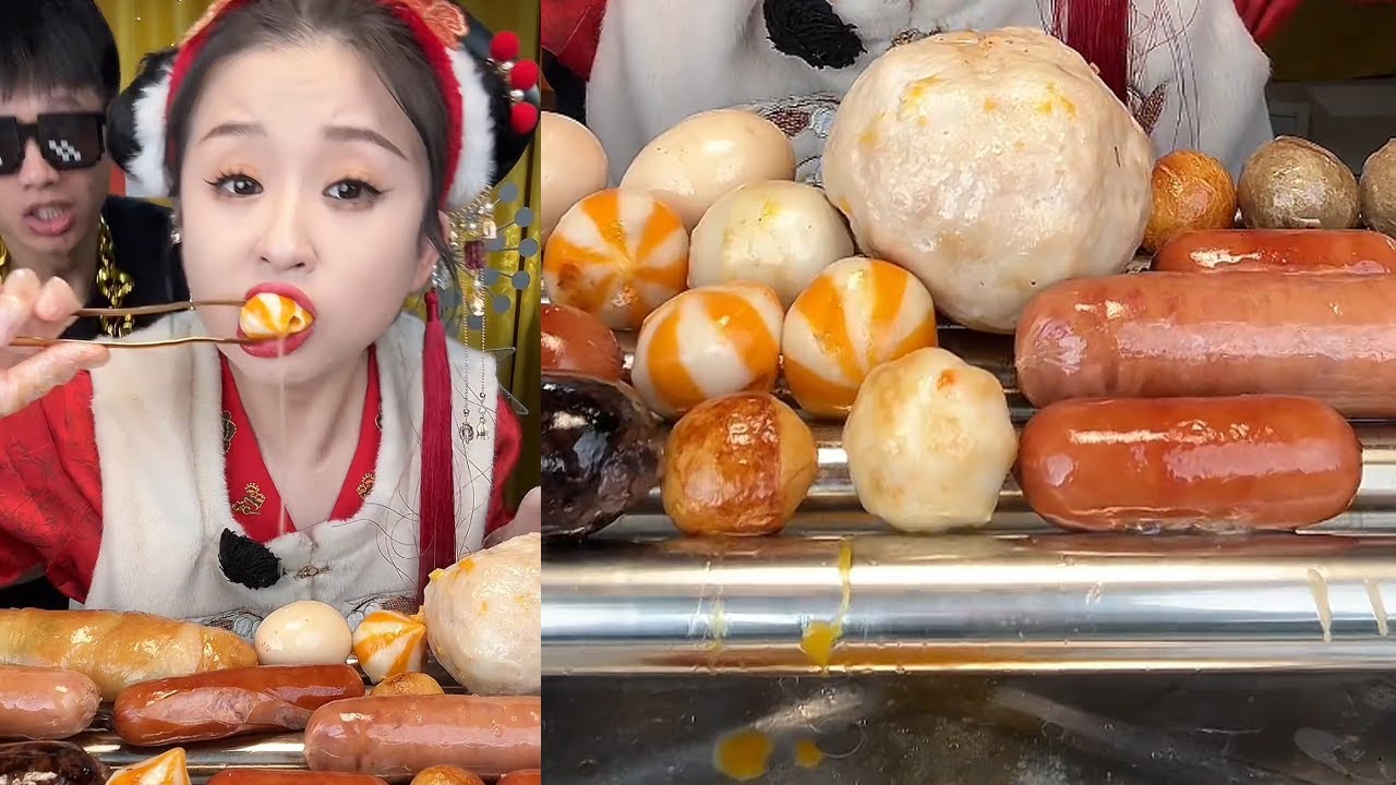 每个丸子或烤肠必须得爆汁才算过关#food #美食 #挑战 #搞笑