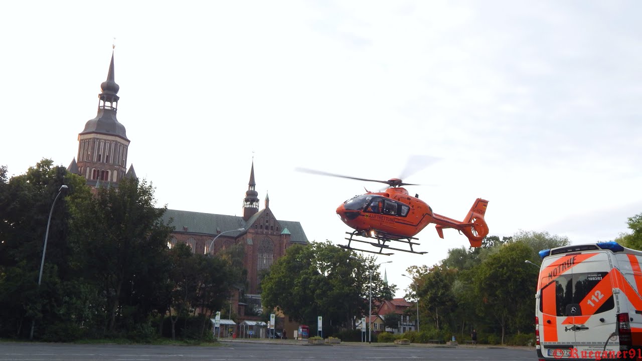 [HD] Christoph 34 , DHZSM, Rettungshubschrauber startet in Stralsund