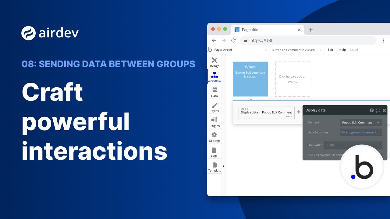 Bubble.io for Beginners: Sending data between groups [8/12]