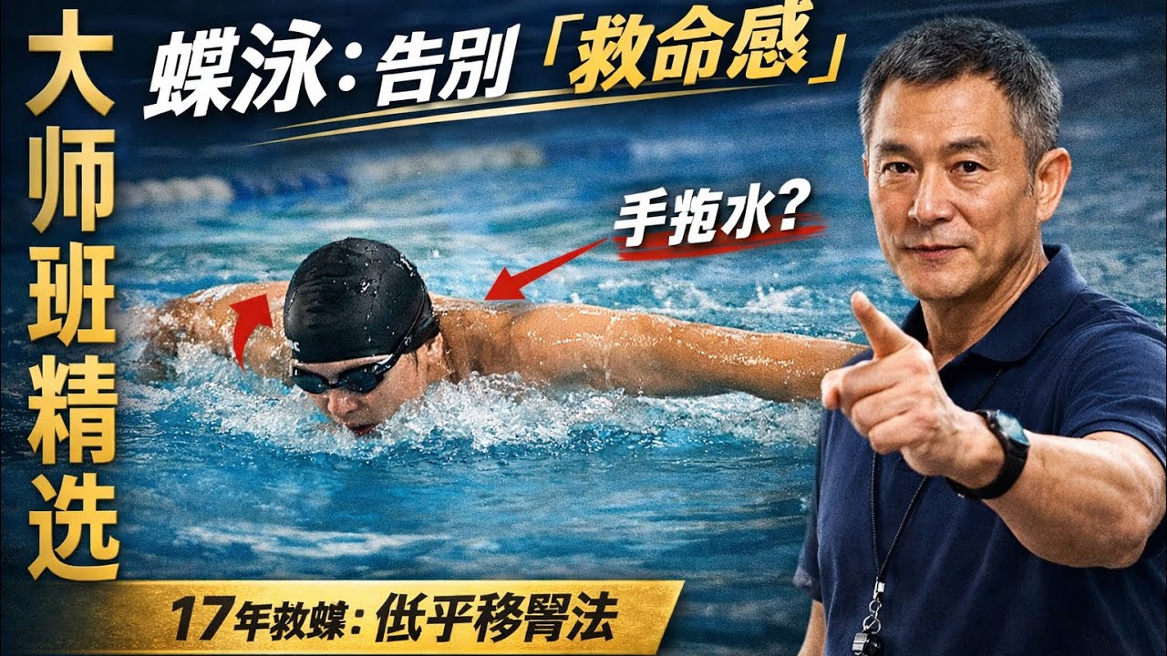蝶泳游成「溺水現場」？3 招解決手拖水，肩膀硬也能絲滑起飛！17年教練教你省力秘訣。#蝶泳教學#游泳教學#蝶泳