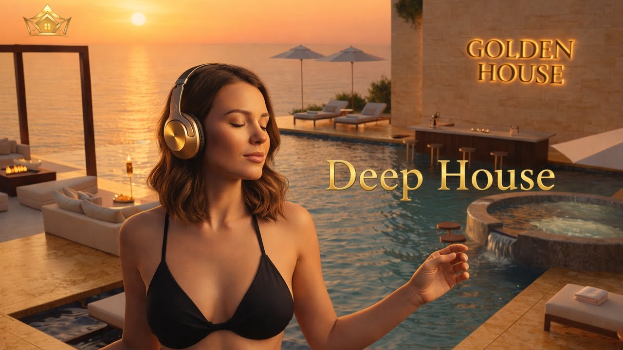 Deep House Sunset Vibes 4K 🌅 | Luxury Pool & Chill House Music | GOLDEN HOUSE