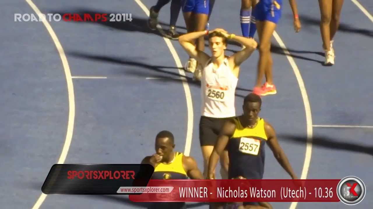 UTech's Nicholas Watson wins Men 100m Open - 2014 Youngster Goldsmith Classic - SportsXplorer