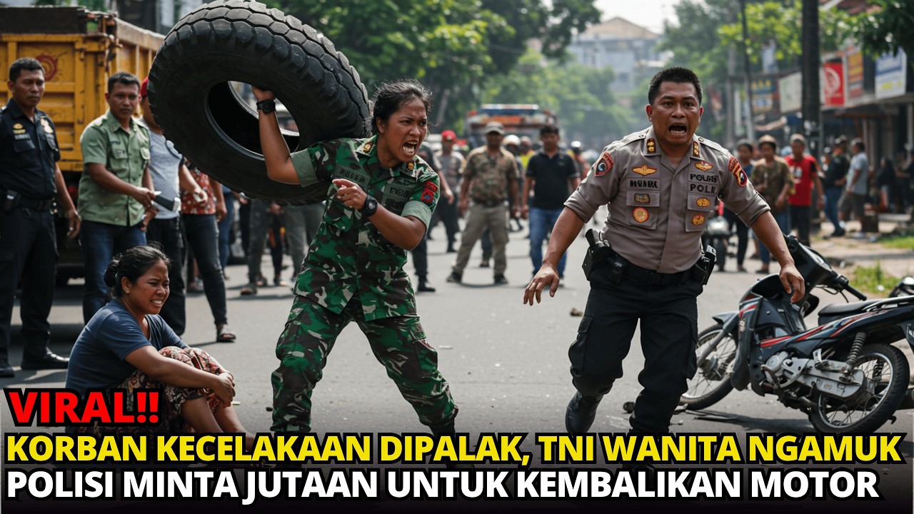 KETERLALUAN❗ POLISI GENDUT SITA MOTOR IBU KORBAN KECELAKAAN, TNI WANITA TURUN TANGAN!