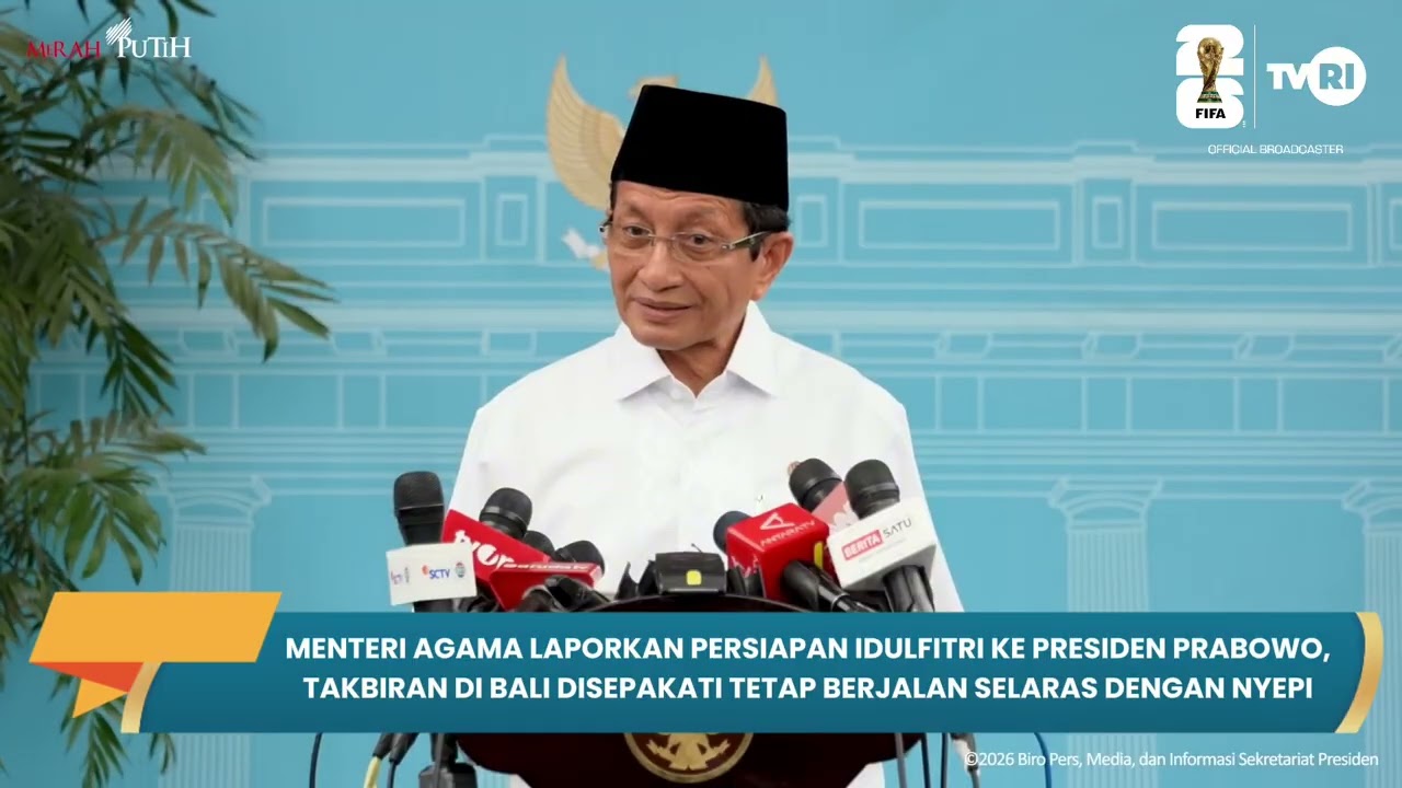 Menag Laporkan Persiapan Idulfitri KePresiden Prabowo, Takbiran Di Bali Berjalan Dengan Nyepi