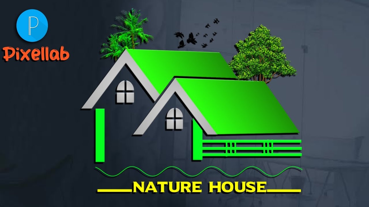 How to make nature house logo design with Pixellab | Natural house logo design