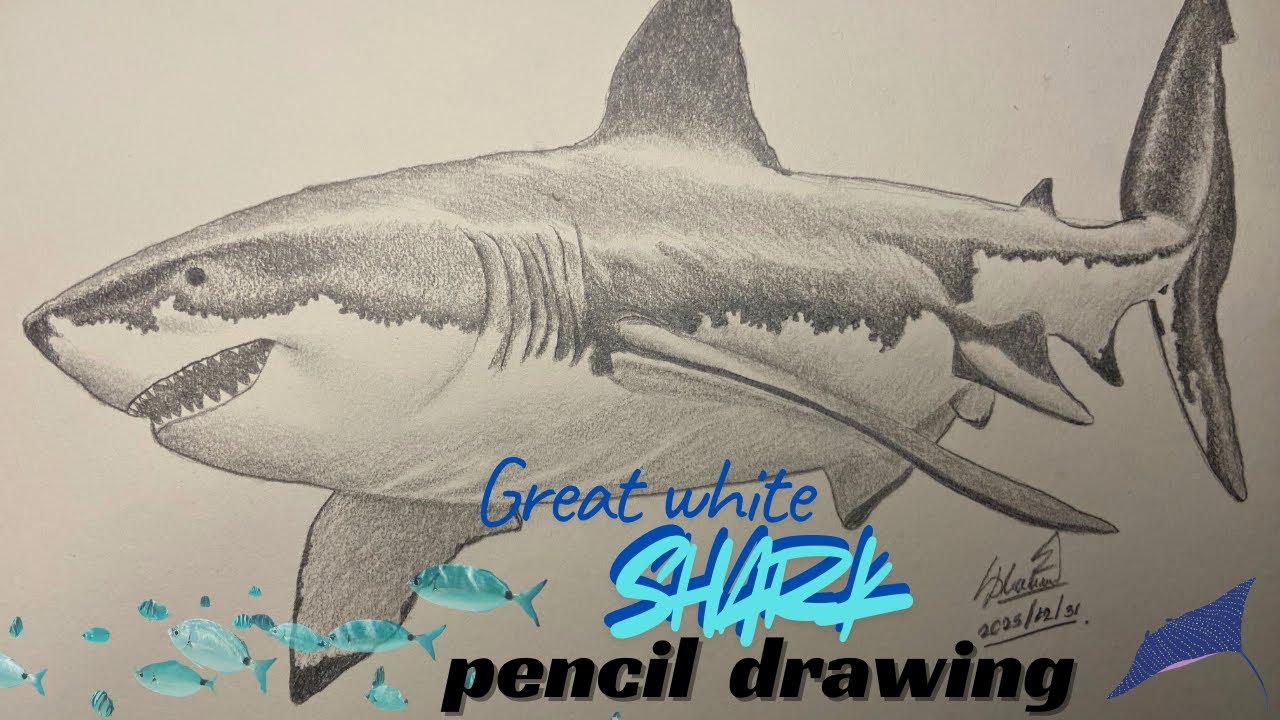 🎨How to Draw a Detailed Great White Shark | Realistic Pencil Shading | Realistic Pencil Sketch🦈✏️