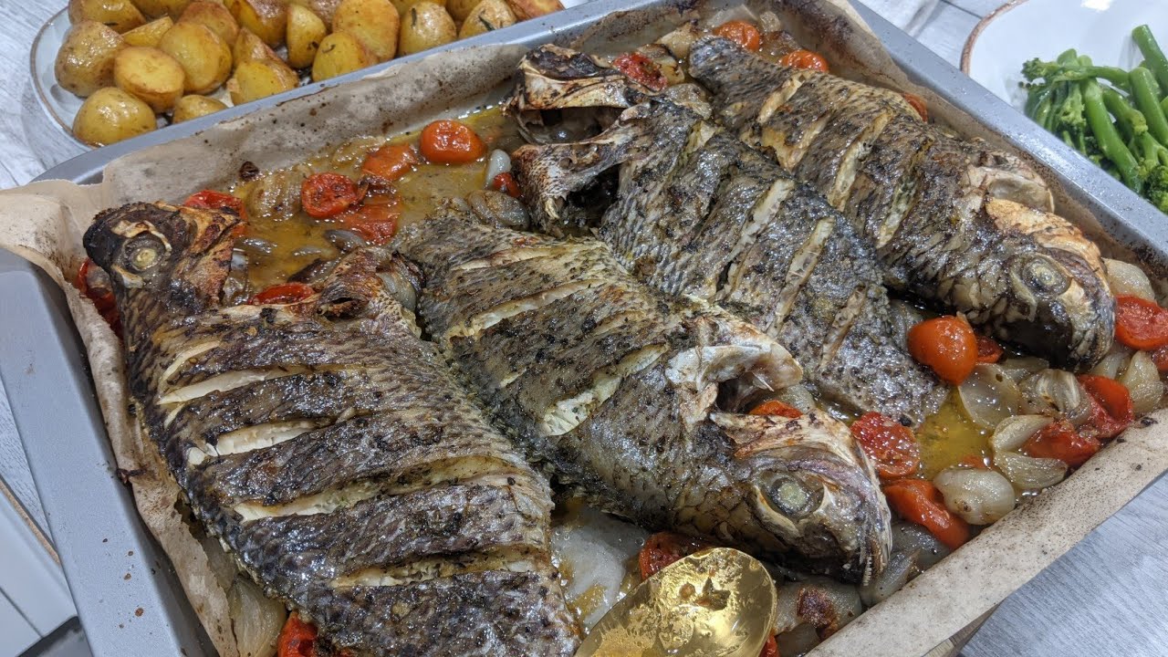 Oven baked whole tilapia