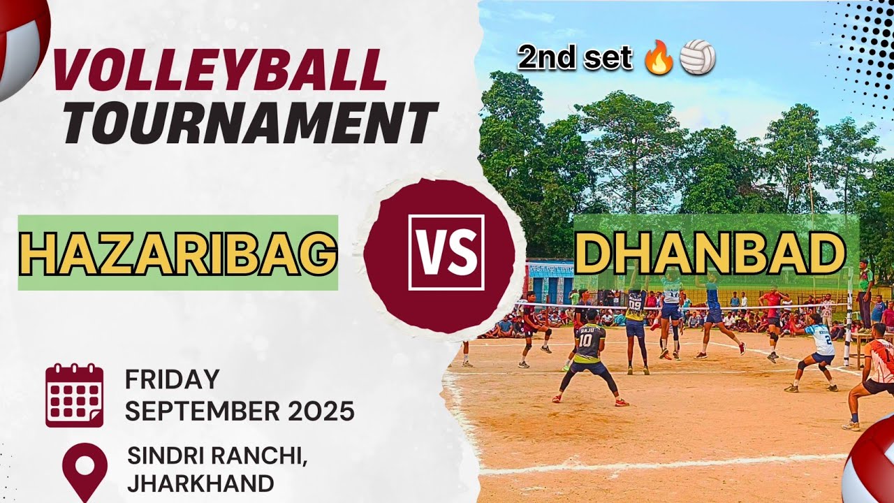 Hazaribag 🆚 Dhanbad⚡2nd set 🏐🔥Volleyball Tournament Ranchi, Sindri Jharkhand #volleyball #tournament