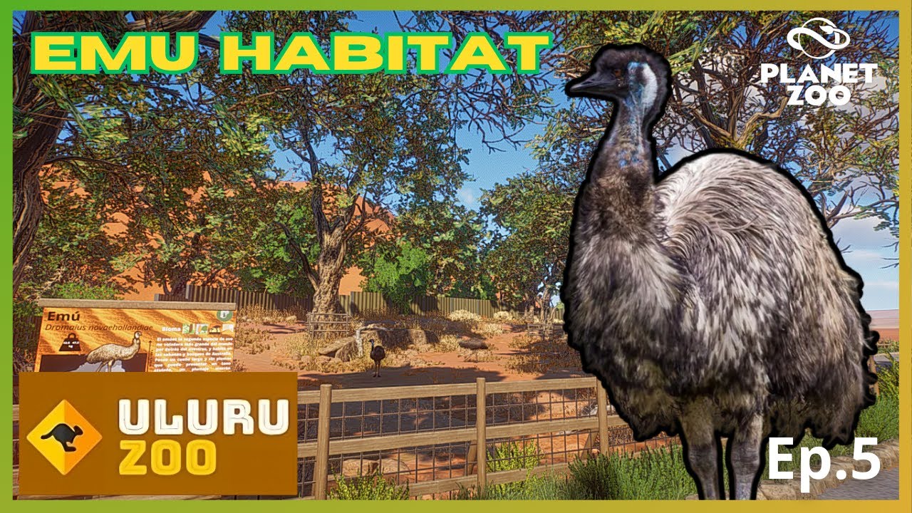 🦘ULURU ZOO: Emu Habitat - Realistic Habitat - Espa&ntilde;ol🦘|Ep.5| OCEANIA PACK - PLANET ZOO