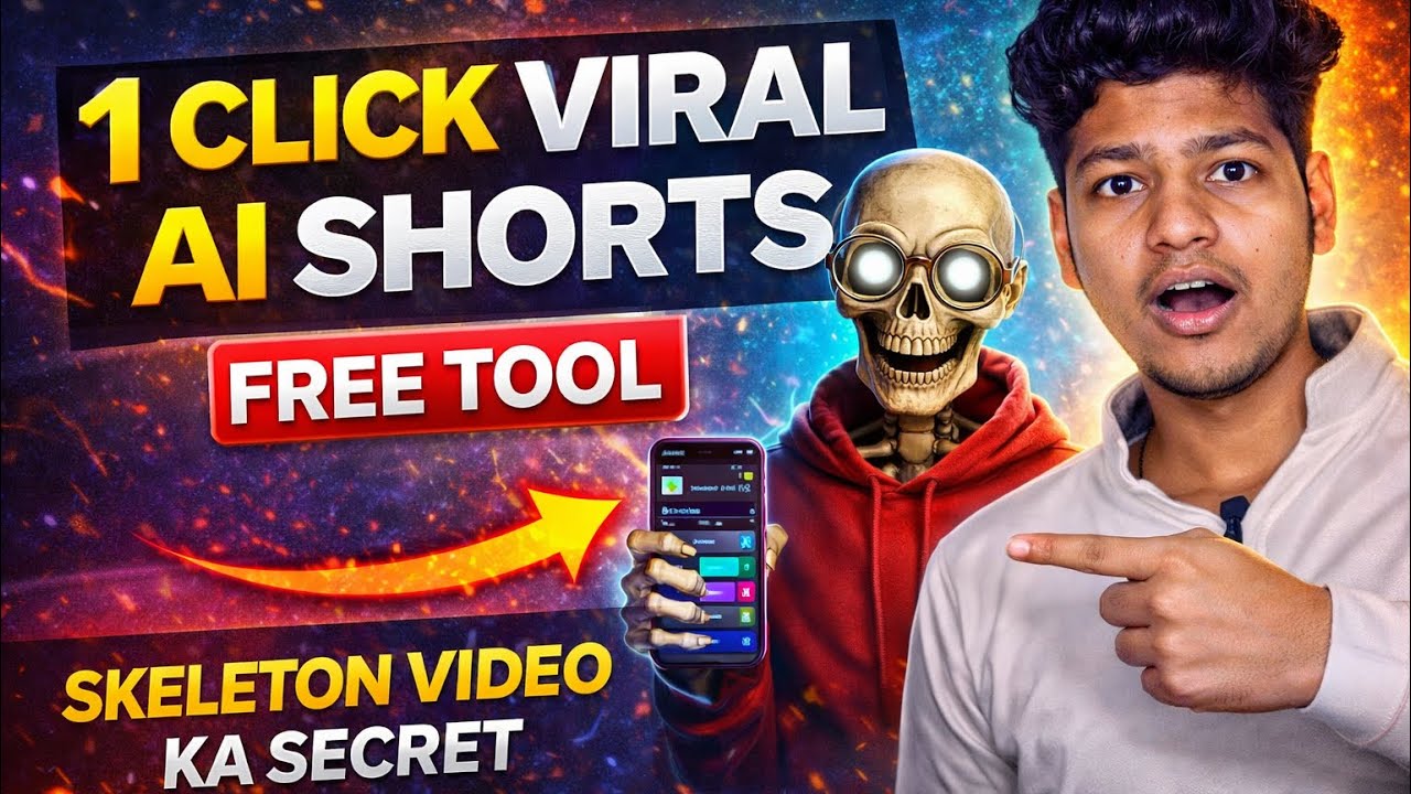 How To Make Viral Skeleton Shorts With AI (FREE) | AI se Cartoon Video Kaise Banaye 2026