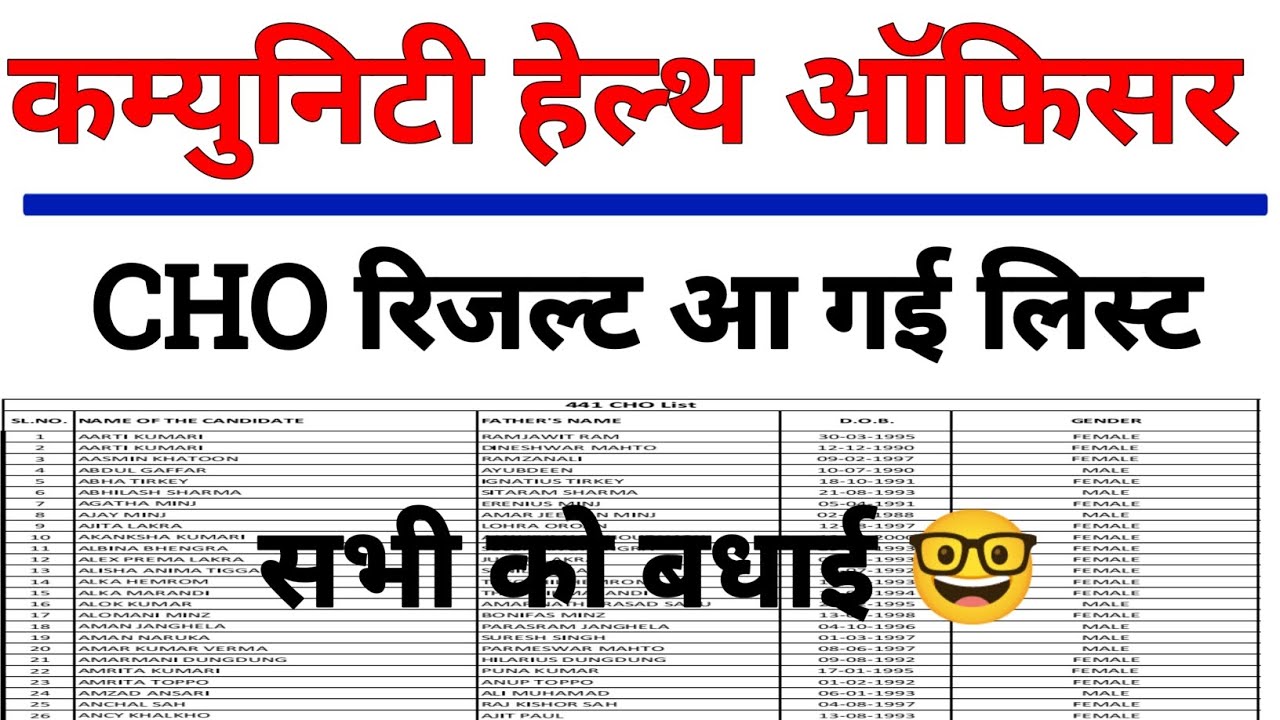 community health officer good news | cho result joining list जारी देखें | nhm cho |