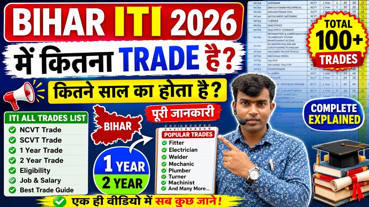 Bihar ITI Mein Kitna Trade Hai? | 1 Year & 2 Year Trades List 2026 | Bihar ITI All Trades