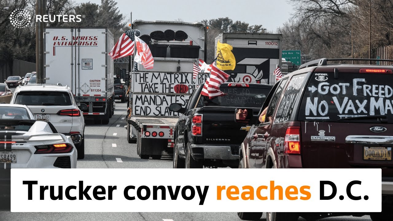 Large trucker convoy reaches D.C. outskirts